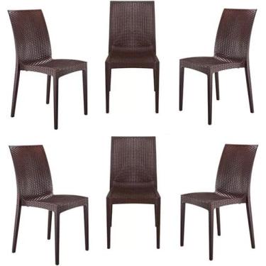 Imagem de Kit seis cadeiras rattan marrom - Top Chairs