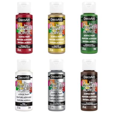 Imagem de DecoArt Crafter's Conjunto de tintas acrílicas de Natal de cores acrílicas natalinas, 6 cores festivas para artesanato, decoração e projetos, frascos de 170 a 113 g