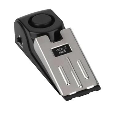 Imagem de Alarme de Segurança Tipo Cunha, Preto e Prata, com Sensor de Porta, 14 cm x 4,5 cm, Ajuste de Sensibilidade H/M/L, para Proteção Contra Roubo