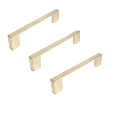 Imagem de Kit 3 Puxador Dourado Il 950 Metal 128Mm Com Parafusos