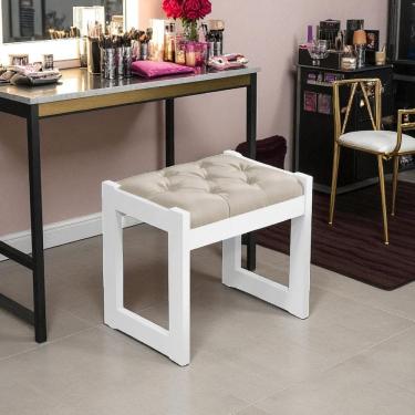 Imagem de Banqueta baixa puff estofado mdf Luanda quarto luxo Fenix