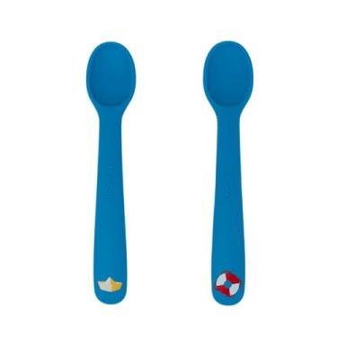 Imagem de Kit Com Duas Colheres De Silicone Ursinho Navy Azul, Bup Baby