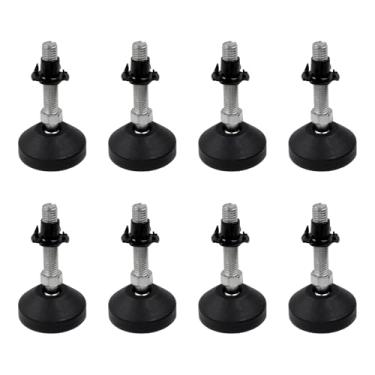 Imagem de Antrader Pés de nivelamento ajustáveis com porca em T, niveladores de móveis de rosca M10, pés de borracha giratórios resistentes para equipamentos mecânicos (D50 x M10 x H50, 8 peças)