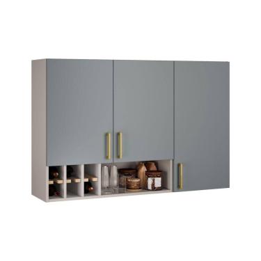 Imagem de Armário Aéreo Essence 120cm 3 Portas Com Nicho Adega - Itatiaia Fendi-gris