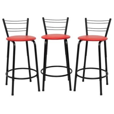 Imagem de Kit 3 Banquetas Para Bancada Flórida Preta 60cm Bistrô Bar Cozinha Gou