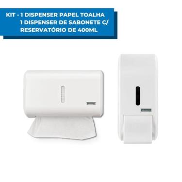 Imagem de Saboneteira Reservatório 400ml Sabonete Liquido Alcool Gel + Dispenser