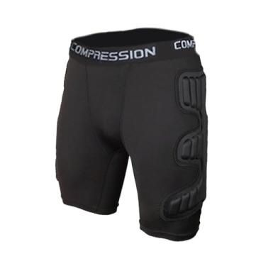 Imagem de menolana Shorts de proteção para goleiro, proteção contra impactos, shorts de futebol, de goleiro para futebol, patinação, rúgbi, esportes ao ar livre, esqui, Preto, L