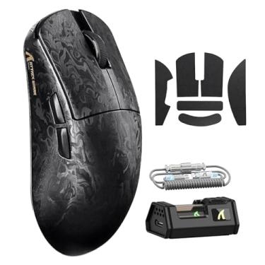 Imagem de ATTACK SHARK R11 Ultra Mouse gamer sem fio 8K de fibra de carbono com sensor PAW3950 MAX de 42.000 DPI,49 g,leve,chip MCU nórdico 52840,programável com fio/BT/2,4 GHz,cabo RGB espiral(Black Ink+Tape)