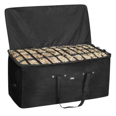 Imagem de BESTMAN MARINE Bolsa de armazenamento de fardos de feno, 112 x 56 x 45 cm, sacos de feno grandes para cavalos, alimentador de feno resistente 1680D para cabras, cavalos, ovelhas, burros, saco de feno