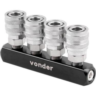 Imagem de Engate Rápido Fêmea Quádruplo Com Rolete 1/4 Zinc Ar Comp - Vonder