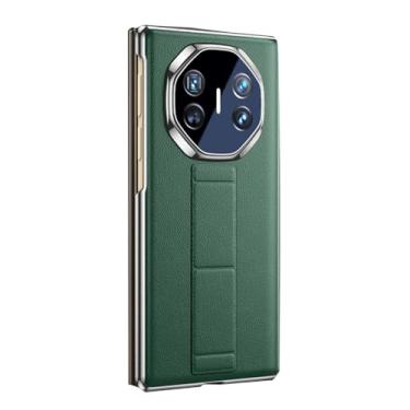 Imagem de LYJSMGZ Capa de couro para Huawei Mate XT, pulseira magnética galvanizada escalável com capa de suporte, função de visualização de janela, capa flip à prova de choque, verde, Mate XT