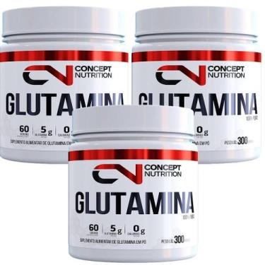Imagem de 3X Glutamina Concept Nutrition - 300g - Suplemento de Aminoácidos