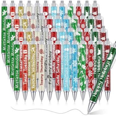 Imagem de Cholemy 96 canetas esferográficas retráteis coloridas de Natal com glitter, presente de tinta preta colorida para lembrancinhas de festa, material escolar para convidados de escritório, presentes