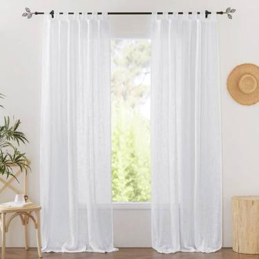 Imagem de Cortinas transparentes RYB HOME Linen texturizadas 132x213cm 2 painéis