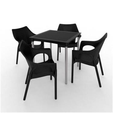 Imagem de Conjunto de Mesa Atto Rata com Pés em Alumínio e 4 Cadeiras Relic. - I