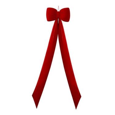 Imagem de oshhni Decoração para árvore de Natal com laço, 59 polegadas, versátil, para vitrine de café, sala de estar, loja de casamento, Vermelho Brilhante