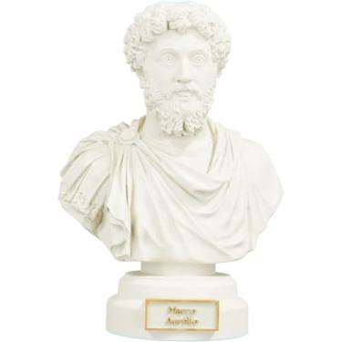 Imagem de Estátua Busto Marco Aurélio - Imperador Romano (Cor Mármore Dourado)