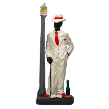 Imagem de Escultura Zé Pelintra Branco no Poste 18 cm em Resina - Lua Mística - 