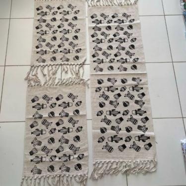 Imagem de Jogo Passadeira Com Nozinho 03 Peças Jogo De Tapete Para Cozinha Geometrico 100% Algodão Modelo Cacto