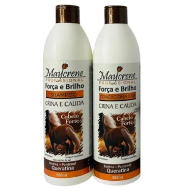 Imagem de Kit Crina e Cauda Força e Brilho Maycrene Shampoo 500ml e Condicionador 500ml Biotina e Pantenol Queratina