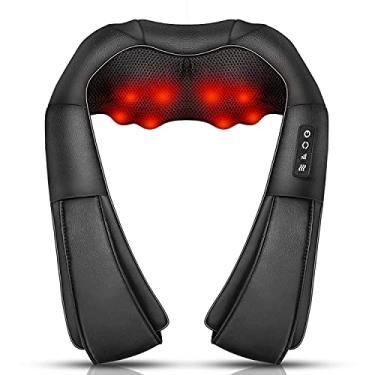 Imagem de Massageador de pescoço com calor, Massageador ShiproductTitle} para pescoço, costas, ombro, pé e perna, Massageador de amassar 3D de tecido profundo para relaxar os músculos em casa e no escritório, presentes confortáveis para mulheres e homens