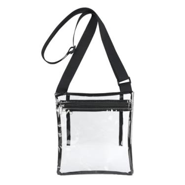 Imagem de Bolsa transparente para eventos de estádio - bolsa carteiro - bolsa transversal para mulheres, Preto, Medium