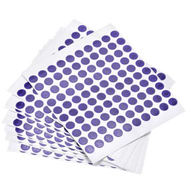 Imagem de Adesivos de número redondo, 10 mm de diâmetro número 1-100 etiqueta de papel revestido 15 folhas, palavra preta/fundo roxo