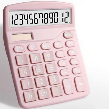 Imagem de Calculadora de materiais de escritório, fonte de alimentação dupla, computador de exibição grande de 12 dígitos para contabilidade, rosa