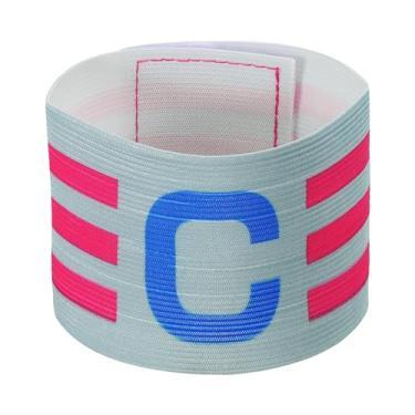 Imagem de Braçadeira de Capitão C de futebol de 30,5 x 6,5 cm, unissex, de nylon, ajustável, para treinamento de times de jovens e adultos, cinza