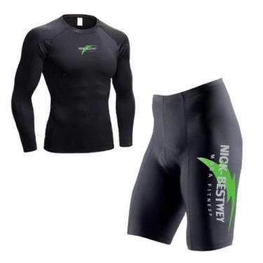 Imagem de Conjunto De Ciclismo Masculino Bike Short e Camisa Compressão UV Forro