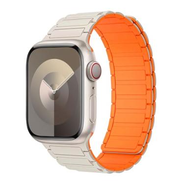Imagem de Pulseira magnética para Apple Watch séries 11/10/9/8/7/6/5/4/3/SE/2nd/Ultra 3 de 49 mm, 46 mm, 45 mm, 44 mm, 42 mm, 41 mm, 40 mm, 38 mm, 40 mm, 38 mm, 49 mm, 46 mm, 46 mm, 46 mm, 46 mm, 46 mm, 46 mm