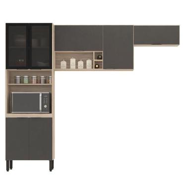 Imagem de Cozinha Modulada Firenze Fi0007 Avena Grafito - Demóbile