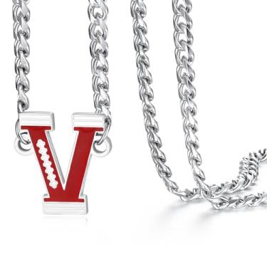 Imagem de NUKAYAI Colar de futebol masculino, pingente de letra A a Z, corrente de futebol de aço inoxidável, 50,8 cm, presentes personalizados para fãs de jogadores e amantes de times, 20", Aço inoxidável, Sem