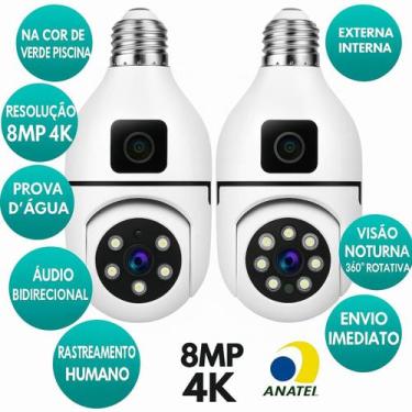 Imagem de Kit 2 Câmeras Externa ip Wifi Prova Dágua Segurança 2 Lentes 8mp 360 R