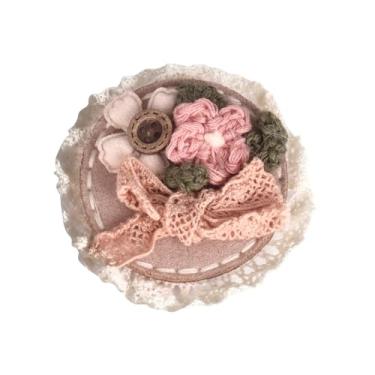 Imagem de Broche de pelúcia de algodão feito à mão para mulheres e meninas, lindos broches de frutas, acessórios de renda de feltro de lã macia para roupas, bolsas, chapéus, broches para mulheres, Medium, Liga