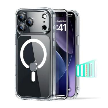 Imagem de Capa Capinha p/iPhone 17 Pro Halolock Classic Híbrida Transparente com Botão de Controle de Câmera e Proteção Kit | Compatível M4gS4fe, Anti-Amarelamento e Proteção Quedas