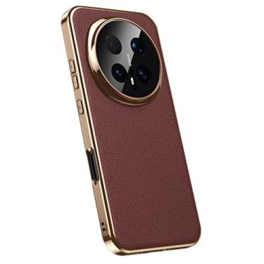 Imagem de FWYANZH Capa de couro genuíno para Honor Magic 8 Pro/8, capa magnética, galvanizada, luxuosa, proteção total de lentes, capa fina, vermelha, 8Pro