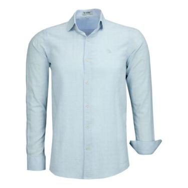 Imagem de Camisa Social Masculina Manga Longa Amil Comfort Linho 1881, Azul bebê