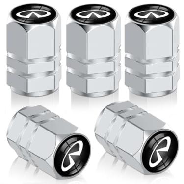 Imagem de 5 peças de tampas de haste de válvula de pneu, peças de pneu de carro, para Infiniti QX50 Q50 Q70 Q70L Q60 QX30 QX60 QX80 acessórios de decoração, tampa de haste de liga de alumínio, YFND-prata