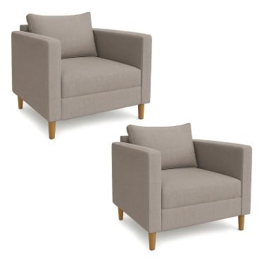 Imagem de Kit 2 Poltronas Decorativa Helena Linho Capuccino Dal Poz Estofados