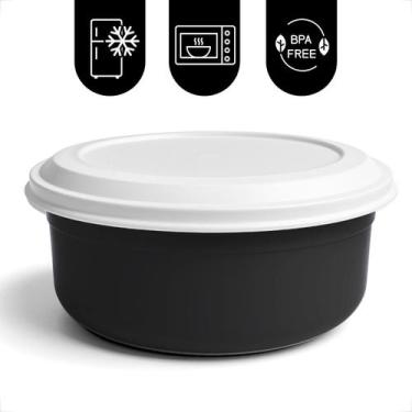 Imagem de Tigela Saladeira Redonda Kit 5 Potes Plastico Com Tampa 4,6L Cozinha S