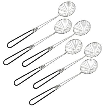 Imagem de Hordion Colher de coador de panela quente, 6 peças, mini escumadeira de fio de aço inoxidável Shabu asiático com alça para panela quente Tortellini Meatball