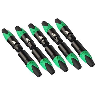 Imagem de Xiaojikuaipao Alto-falante de microfone XLR profissional de 3 pinos macho + conector fêmea -, estrutura de liga resistente - 5 pares para cabos personalizados e equipamentos de áudio - verde