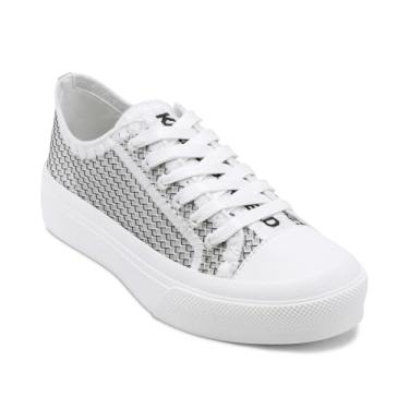 Imagem de KARL LAGERFELD Tênis feminino acolchoado Giddeon Everyday Giddeon com cadarço, Branco/preto, 38