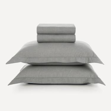 Imagem de Jogo de Cama Casal 100% Algodão Tesso Cinza Karsten, U
