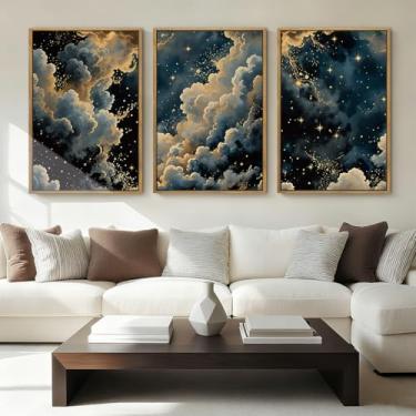 Imagem de Impressão de arte de parede em tela emoldurada céu estrelado enevoado 61 x 91 x 91 cm