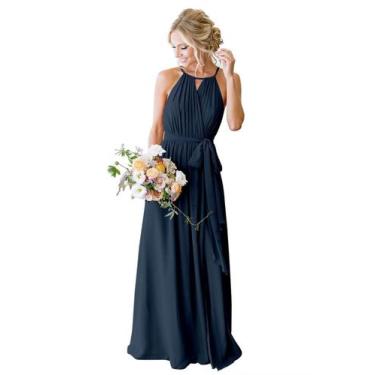 Imagem de Vestido de dama de honra Bolodoo azul marinho, chiffon, tamanho 16 com