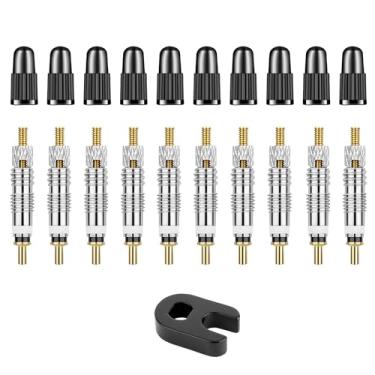 Imagem de 21 peças de núcleo de válvula Presta com ferramenta removedora de substituição para bicicleta de latão sem câmara de ar para bicicleta MTB sem câmara, Stan's, Vittoria, Continental, Kenda e mais