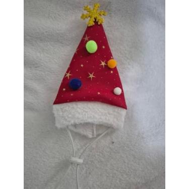 Imagem de Gorro Pet de Natal - Árvore de Natal Floco de Neve Vermelho (P - M - G) (P: 20 CMS)