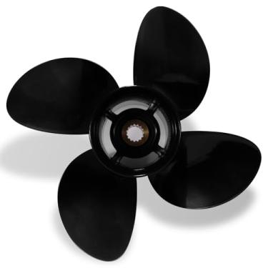 Imagem de VIF Hélice para barco de alumínio 15x13 de atualização OEM compatível com motores externos Yamaha 150hp 175hp 200hp 220hp 225hp 250hp 300hp F150 F175 F200 F225, 15 dentes, 4 lâminas, Rh
